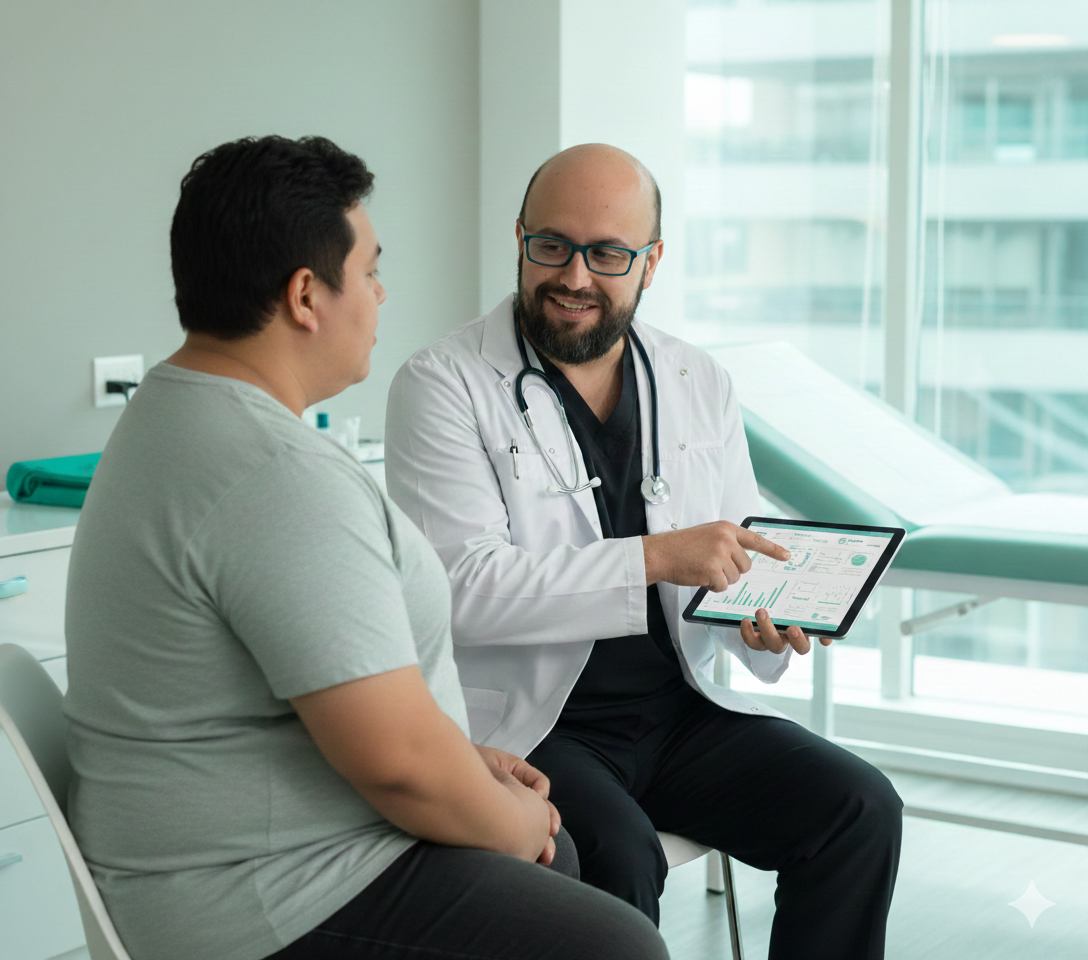 Doctor explicando resultados a un paciente